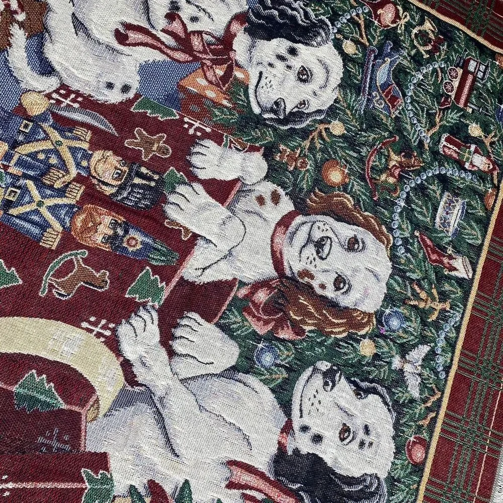 Vintage  Crown Crafts Dog Puppy Christmas holiday blanket